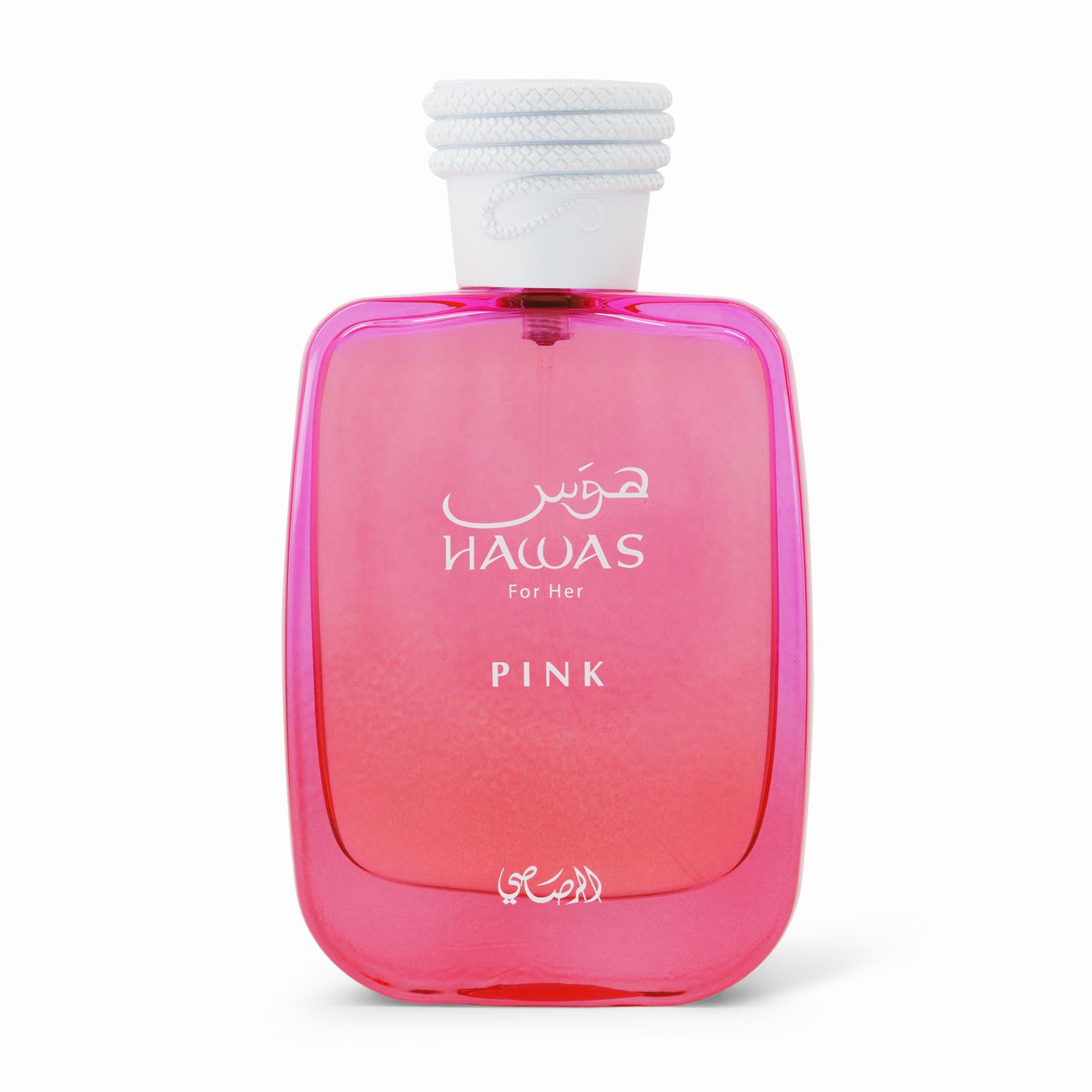 Rasasi Hawas Pink 100ml fragrance bottle for her — neroli • tuberose • cotton candy • tonka